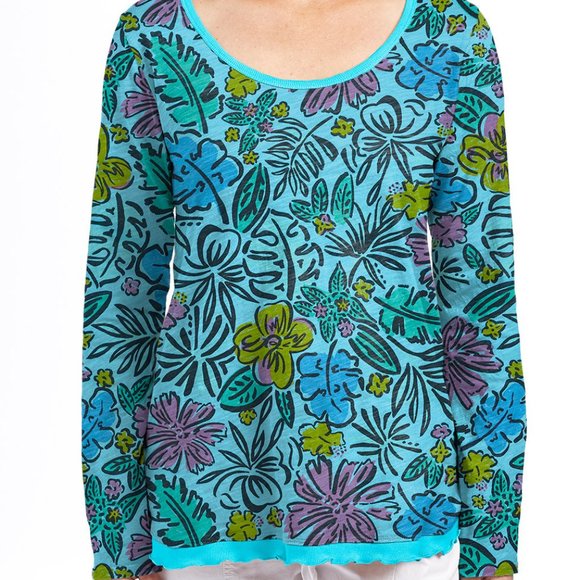 fresh produce Tops - FRESH PRODUCE L Bluefin Sketched Flora Top Shirt